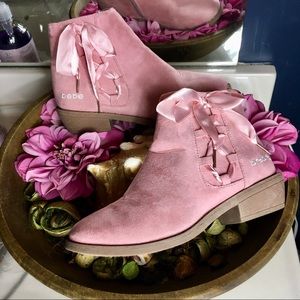 Bebe girls pink bow ankle boots